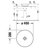 Duravit D-Neo Aufsatzbecken rund 40 cm, ohne Hahnloch, ohne Überlauf