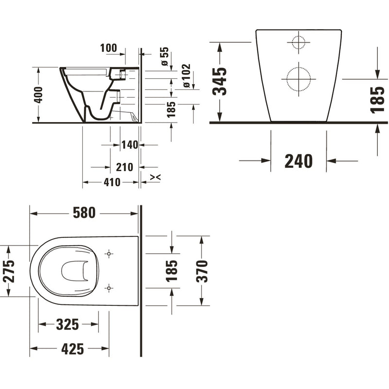 Duravit D-Neo Stand-WC Rimless, Compact-Tiefspüler