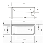 Duravit No. 1 Rechteck-Badewanne 180 x 80 cm mit 1 Rückenschräge