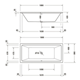 Duravit No. 1 Rechteck-Badewanne 180 x 80 cm mit 2 Rückenschrägen