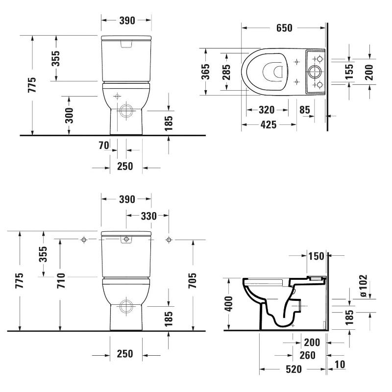 Duravit No. 1 Stand-WC Kombination Rimless