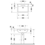 Duravit Starck 3 Waschtisch 65 cm mit 1 Hahnloch