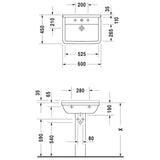 Duravit Starck 3 Waschtisch 60 cm mit 1 Hahnloch