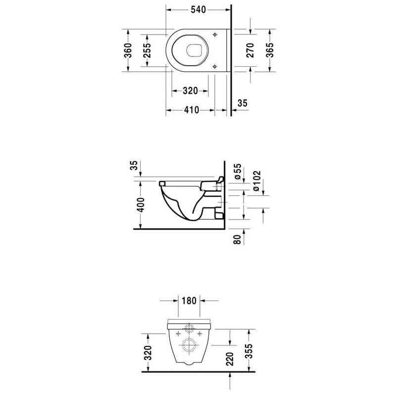 Duravit Starck 3 Wand-WC Tiefspüler