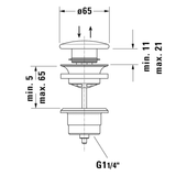 Duravit Push-open Ventil, 5 bis 6,5 cm