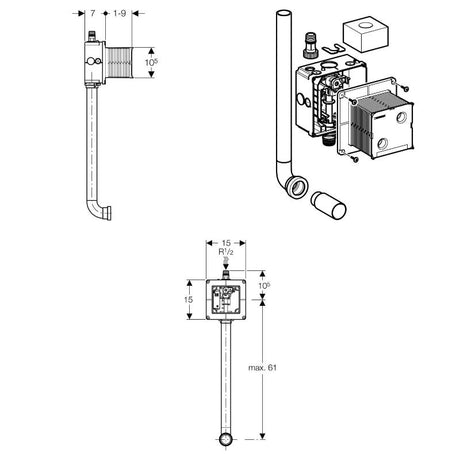 Geberit Urinal-Rohbauset Universal mit Spülrohr