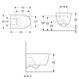 Geberit iCon Wand-WC Tiefspüler, geschlossene Form, Rimfree