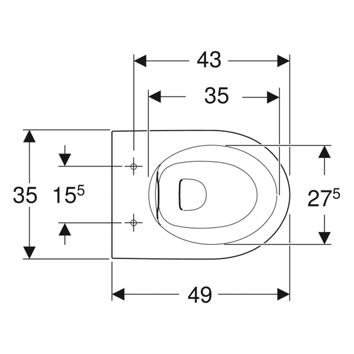 Geberit iCon Wand-WC Tiefspüler, verkürzte Ausladung, geschlossene Form, Rimfree