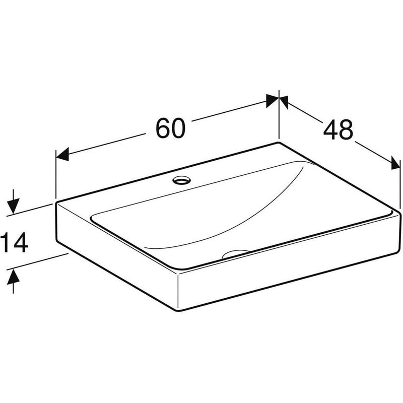 Geberit ONE Waschtisch 60 cm, Abgang vertikal, 1 Hahnloch, ohne Überlauf