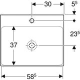 Geberit ONE Waschtisch 60 cm, Abgang vertikal, 1 Hahnloch, ohne Überlauf