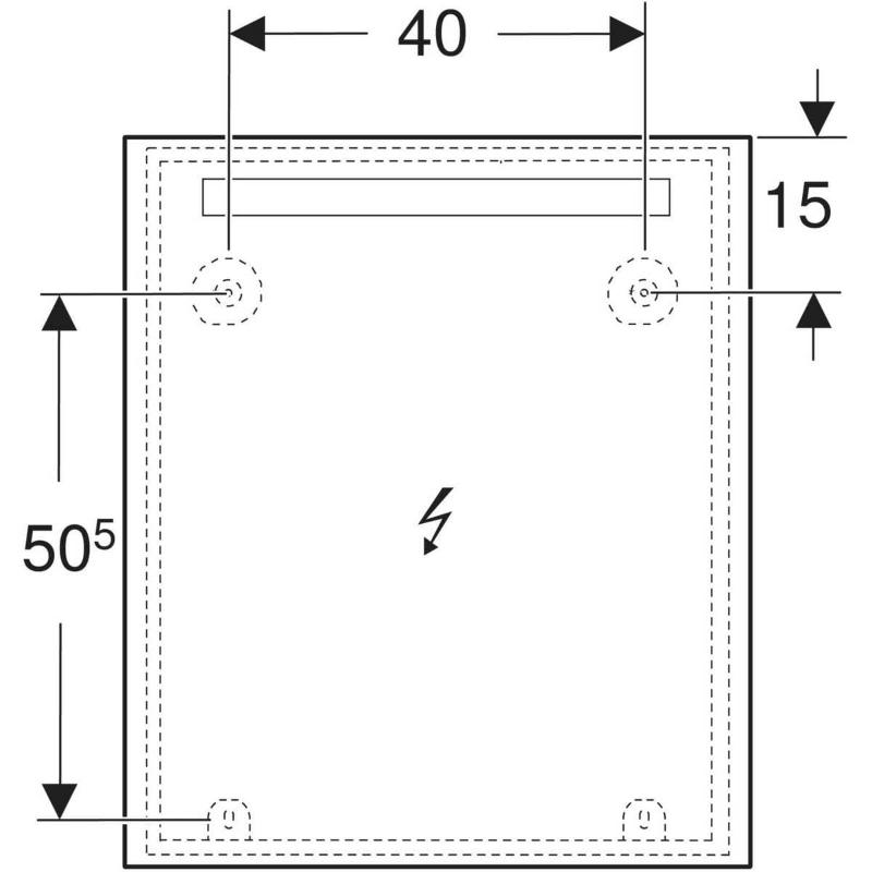 Geberit Option Basic Square Lichtspiegel 60 cm, Beleuchtung oben