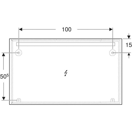 Geberit Option Basic Square Lichtspiegel 120 cm mit Beleuchtung oben für Ihr Bad