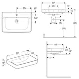 Geberit Renova Plan Waschtisch 70 cm mit Hahnloch mittig, mit Überlauf