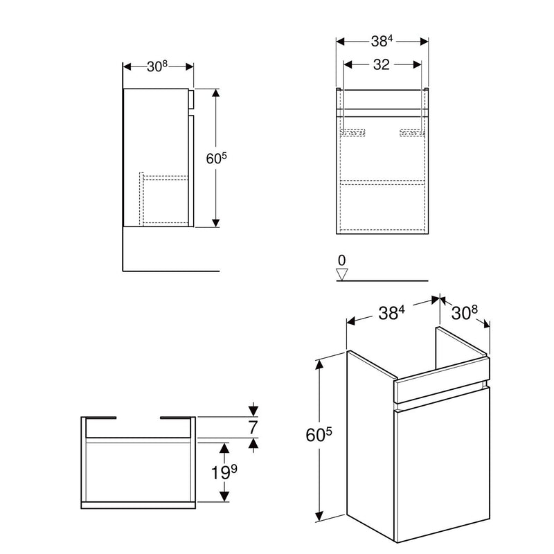 Geberit Renova Plan Unterschrank für Handwaschbecken 45 cm