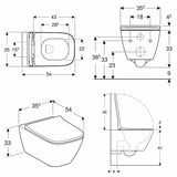 Geberit Smyle Square Set Wand-WC Tiefspüler, geschlossene Form, Rimfree, mit WC-Sitz