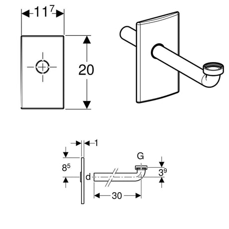 Geberit Fertigbauset für WT-Element mit UP-Geruchsverschluss