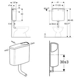 Geberit AP-Spülkasten AP140 tiefhängend mit Spül-Stopp-Spülung