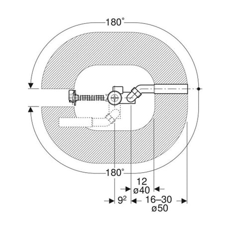 Geberit Badewannenablauf mit Drehbetätigung, d52, Länge 26 cm