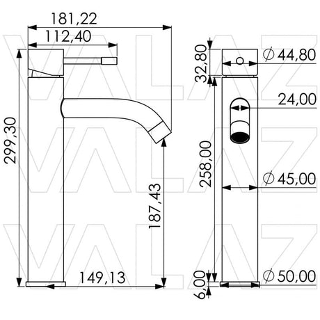 Grifo lavabo alto monomando PRAGA dorado cepillado - Entorno baño