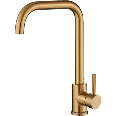 Grifo cocina C-FLOW monomando caño en C dorado cepillado