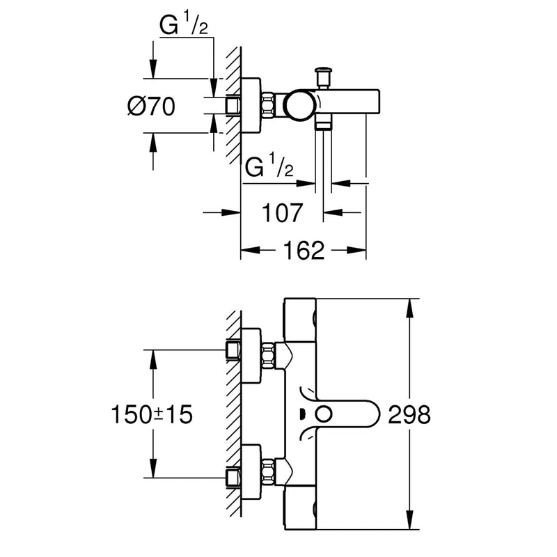 GROHE Precision Get Thermostat-Wannenbatterie mit S-Anschlüssen