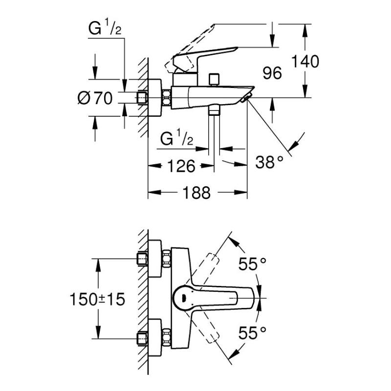 GROHE Start Einhand-Wannenbatterie, 1/2"