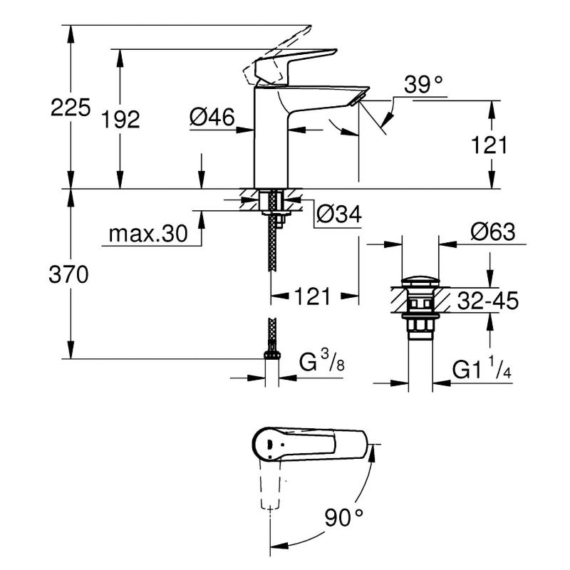 GROHE Start Einhand-Waschtischbatterie, 1/2" M-Size, mit Energie-Spar-Funktion