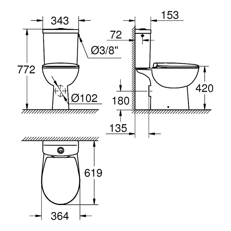 GROHE Bau Keramik Stand-Tiefspül-WC Set