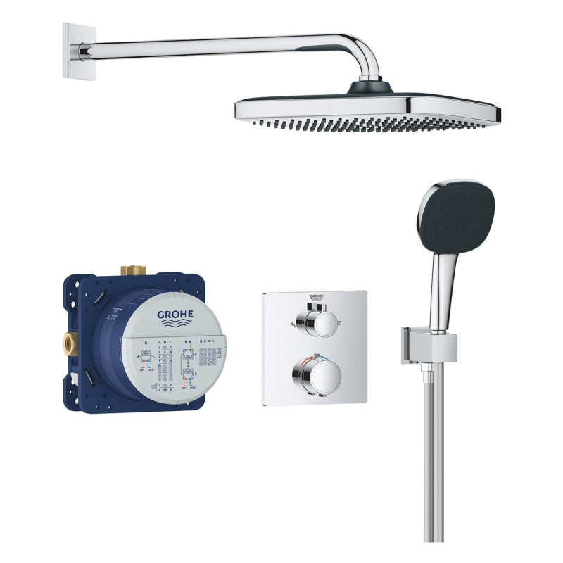 GROHE Precision Duschsystem, Unterputz, mit Vitalio Comfort 250, eckig