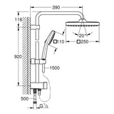 GROHE Vitalio Comfort 250 Flex Duschsystem mit Umstellung, Wandmontage 92 cm