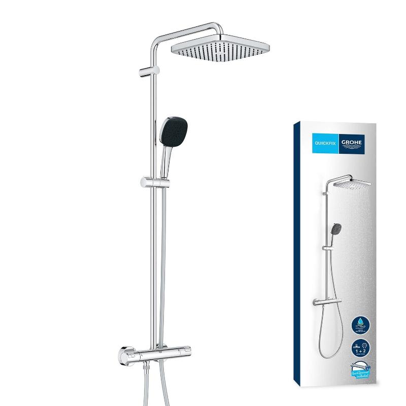 GROHE Vitalio Comfort 250 Duschsystem mit Thermostatbatterie für Wandmontage