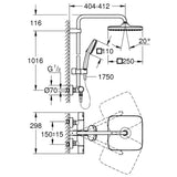 GROHE Vitalio Comfort 250 Duschsystem mit Thermostatbatterie für Wandmontage