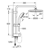 GROHE Vitalio Start System 250 Flex Duschsystem mit Umstellung, für Wandmontage