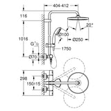 GROHE Vitalio Start System 250  Duschsystem mit Thermostatbatterie