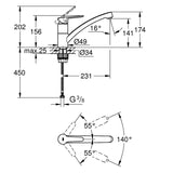 GROHE StartEco Einhand-Spültischbatterie 1/2" flacher Auslauf