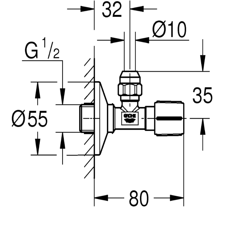 GROHE Eckventil 1/2" x 3/8"