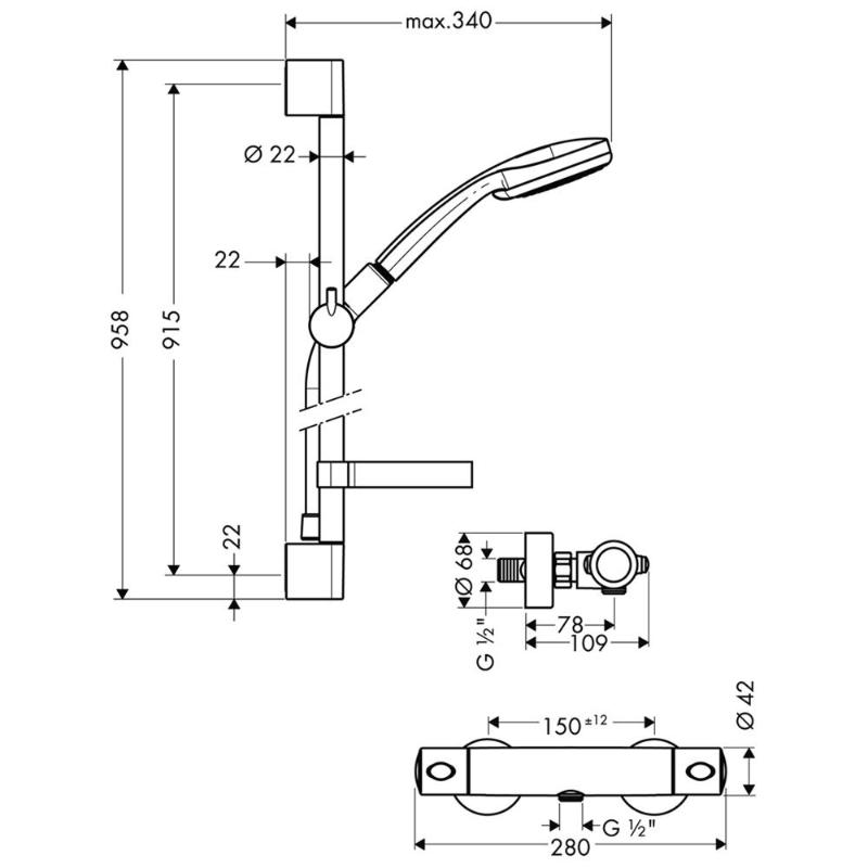 hansgrohe Croma 100 Multi Brausenkombi 90 cm