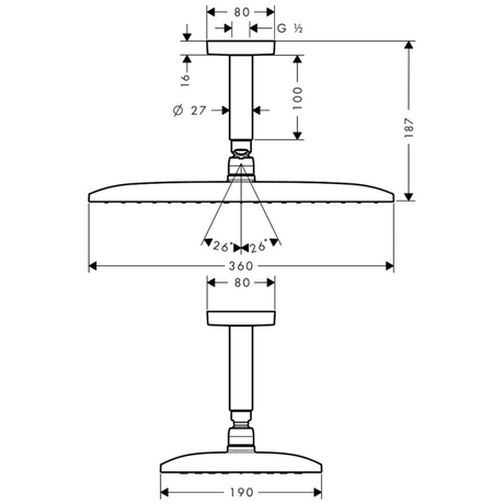 hansgrohe Raindance E Kopfbrause 360 1jet mit Deckenanschluss