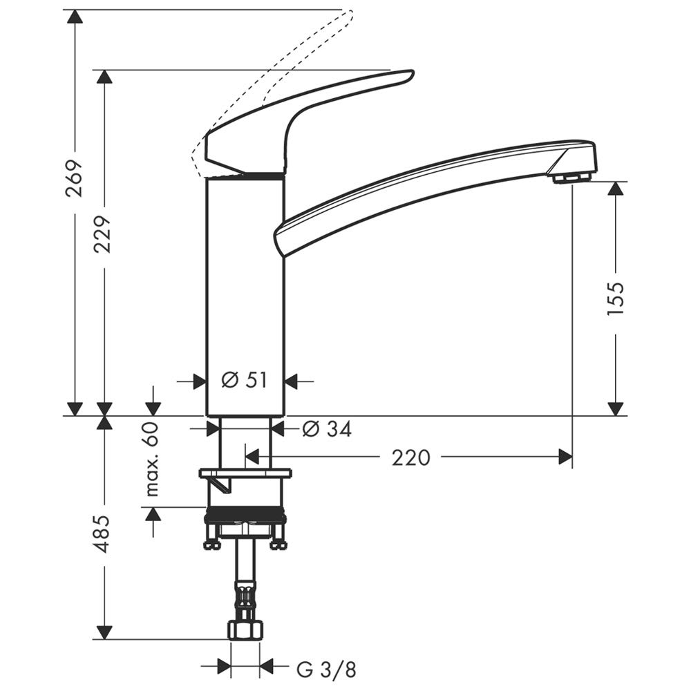 hansgrohe Focus M41 Einhebel-Küchenmischer 160, 1jet