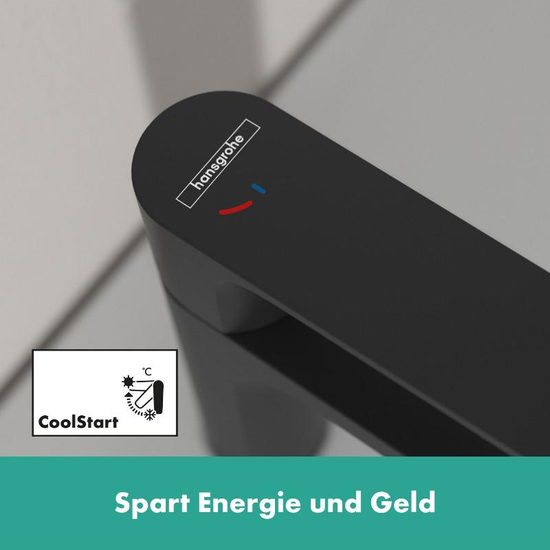 hansgrohe Rebris E Einhebel-Waschtischarmatur 110 CoolStart wassersparend+ mit Zugstangen-Ablaufgarnitur