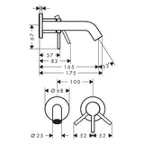 hansgrohe Tecturis S Einhebel-Waschtischarmatur Unterputz für Wandmontage mit Auslauf 16,5 cm