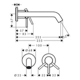 hansgrohe Tecturis S Einhebel-Waschtischarmatur Unterputz für Wandmontage mit Auslauf 22,5 cm