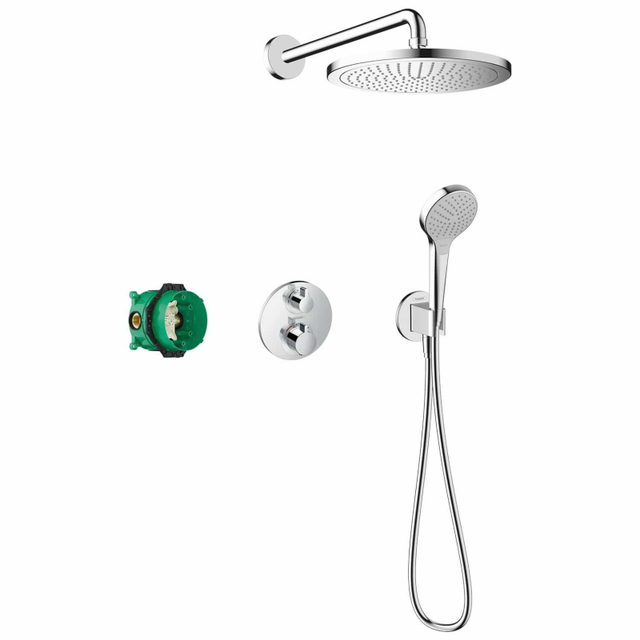 hansgrohe Croma Brausesystem 280, 1 Strahlart mit Ecostat S und Duschkopf 110 Vario