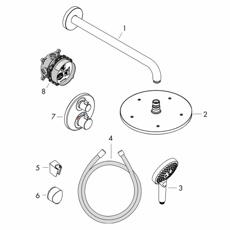 hansgrohe Croma Brausesystem 280 1 Strahlart mit Ecostat S und Duschkopf 120 3 Strahlarten