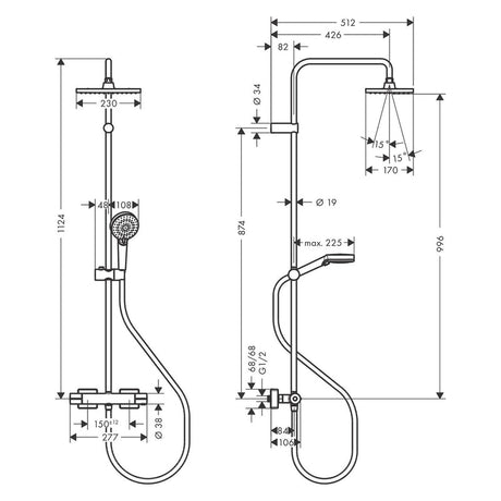 hansgrohe Vernis Shape Duschsystem 230 1 jet mit Brausethermostat