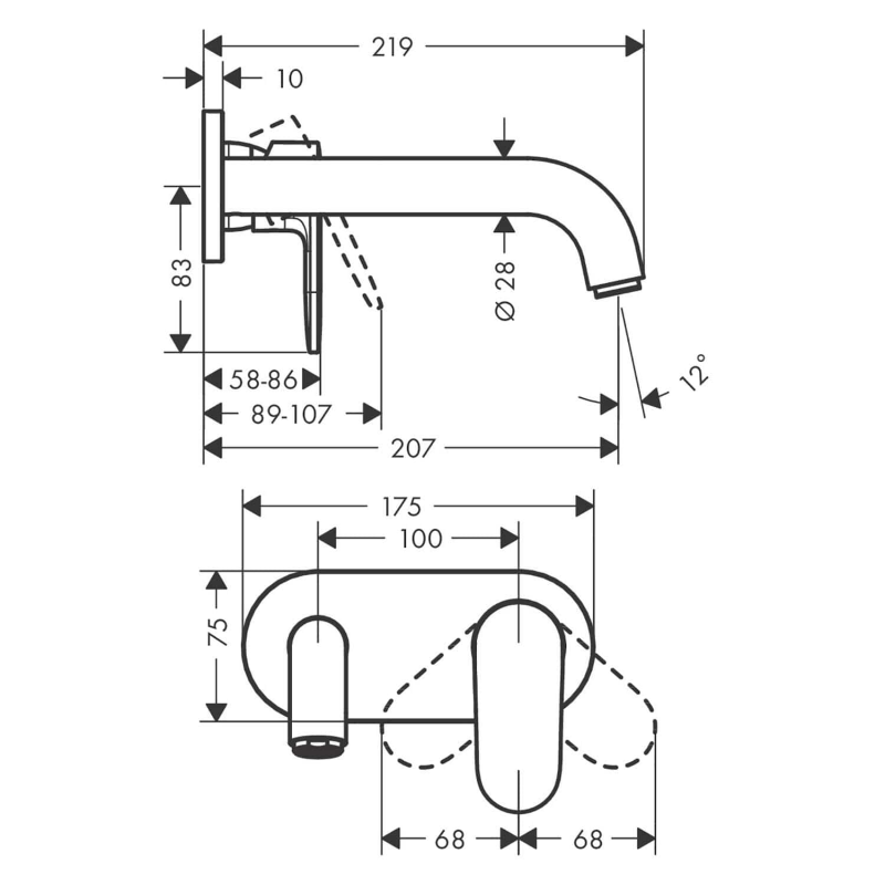 hansgrohe Vernis Shape Waschtischarmatur Unterputz, Auslauf 20,5 cm