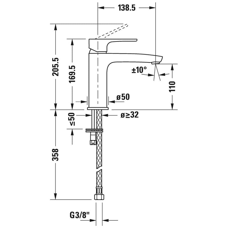 Duravit B.1 Einhebel-Waschtischmischer M, ohne Zugstangen-Ablaufgarnitur