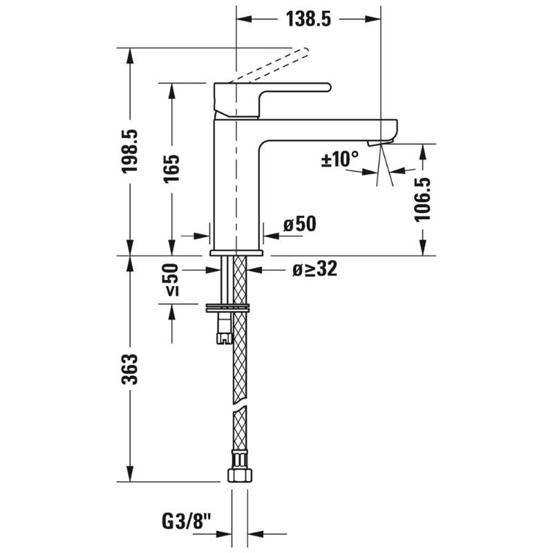 Duravit B.2 Einhebel-Waschtischmischer M ohne Zugstangen-Ablaufgarnitur