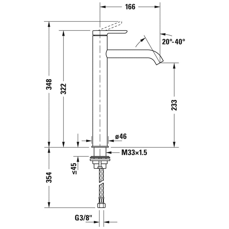 Duravit C.1 Einhebel-Waschtischmischer XL ohne Zugstangen-Ablaufgarnitur