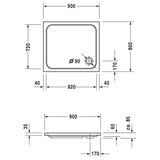 Duravit D-Code Rechteck Duschwanne 90 x 80 cm